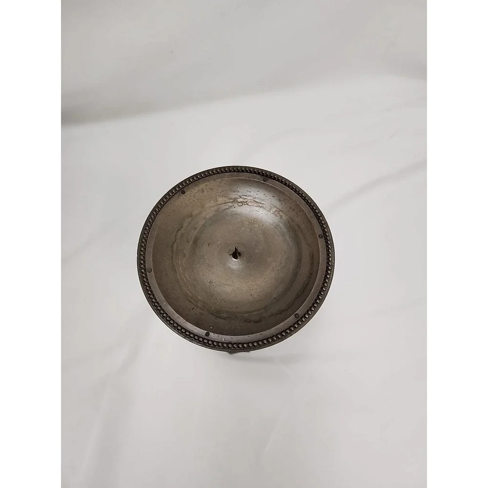 VTG Candle Holder Drip Protector ~ 6.5'~ Made in India ~Gothic Flower Style Base